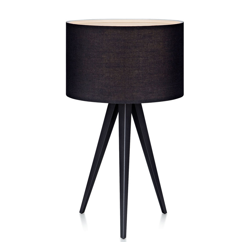 Perrie Metal Tripod Lamp, Black, Black
