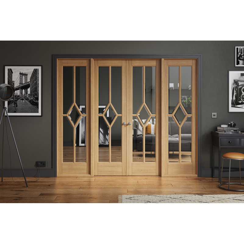 Reims Clear Bevelled Glazed Unfinished Oak Internal Door W8