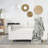 Corduroy Upholstered Convertible 2-Seater Sofa Sleeper Sofa Bed with USB Ports and Integrated Side Table-258857192