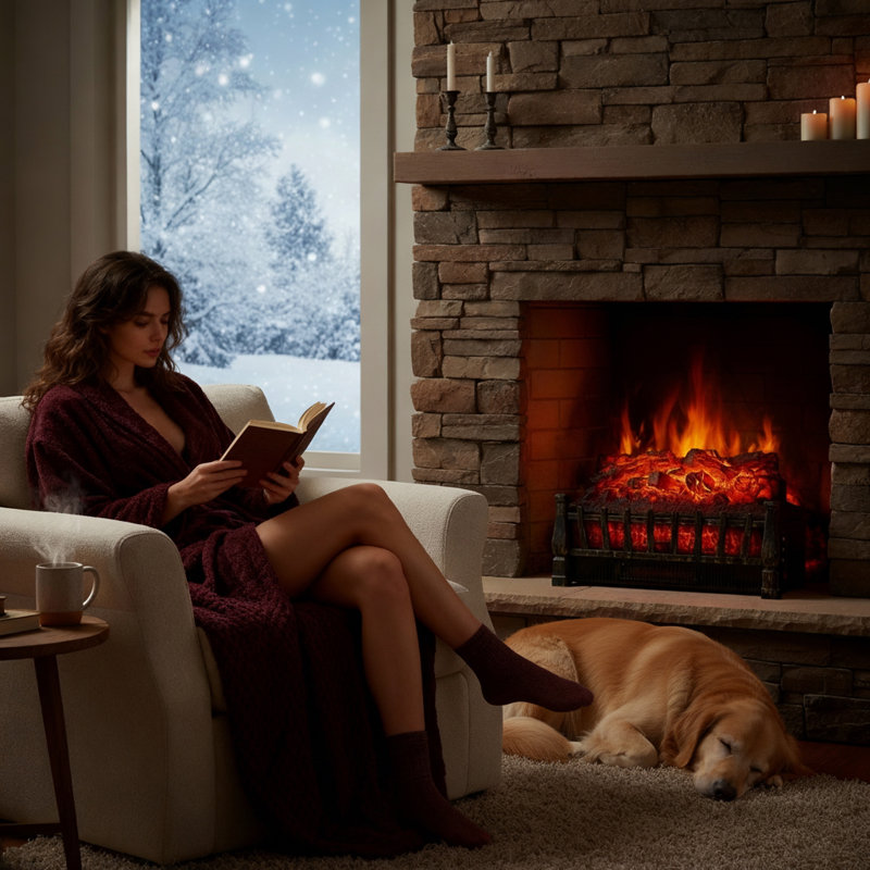 Airo Comfort 21-Inch Electric Fireplace Log Heater – Realistic Flame Fireplace Insert With Remote Control