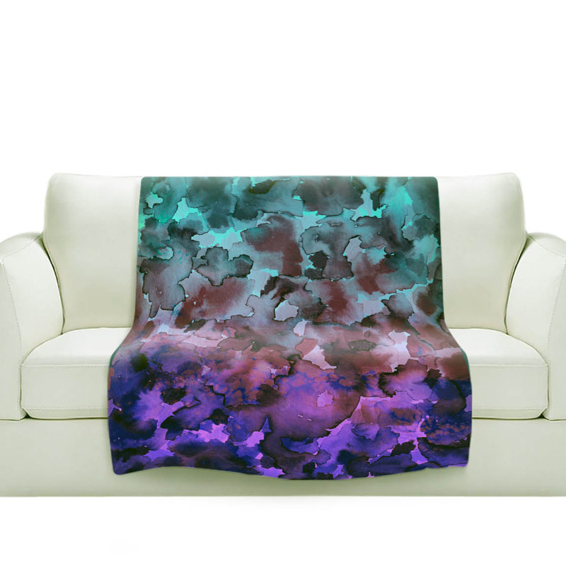 Couverture sherpa doux couleur en v floral, l 51 po x L 60 po