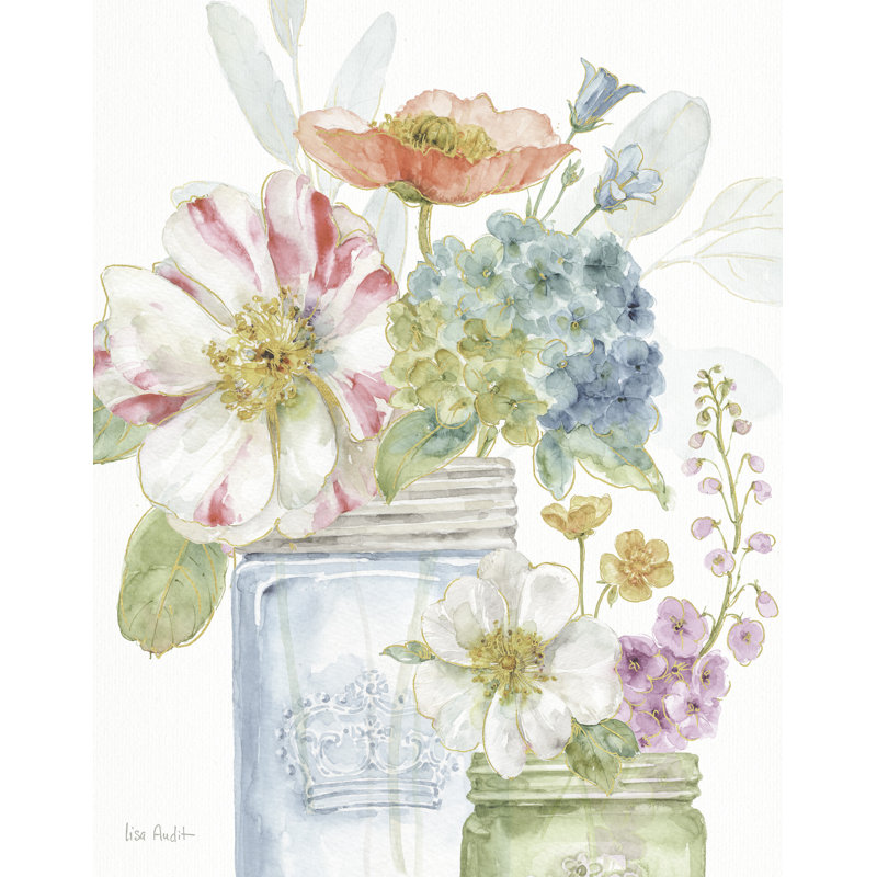 Pots de fleurs, bouquet, delphiniums, hortensias. Coquelicots floraux, H 16 po x l 24 po x P 1,5 po