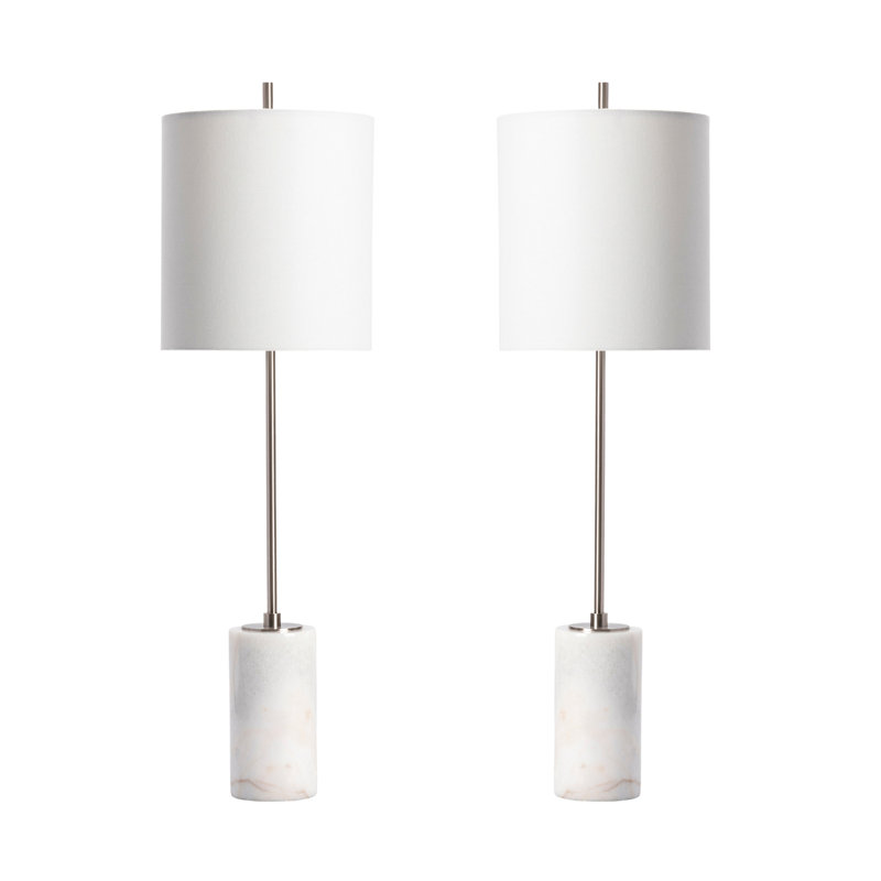 31.5" Marble Table Lamp With White Shade