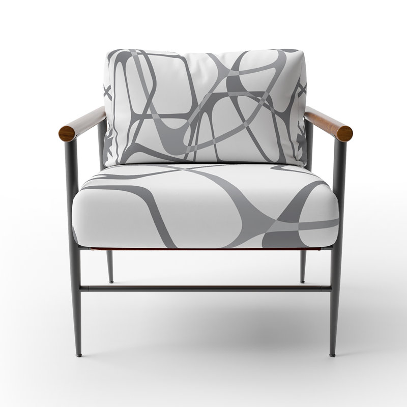 Sigmund Brechta Vibrant Curve Design II - Abstract Velvet Upholstered Arm Chair, Black
