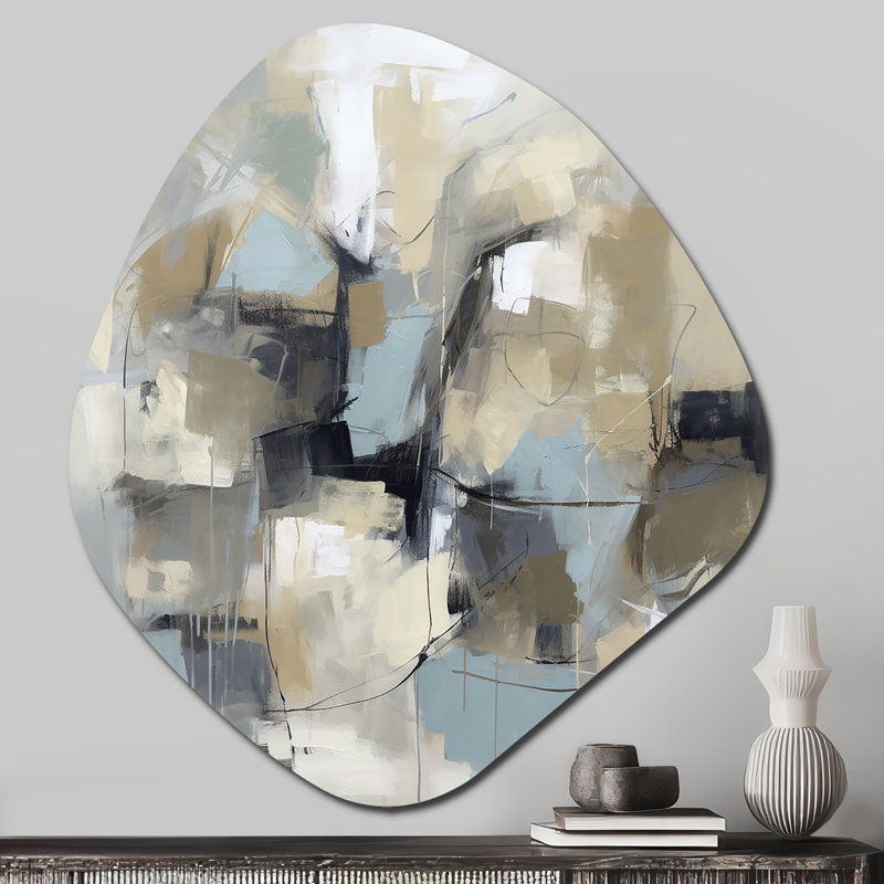 Chiwetel - peinture abstraite, art mural en métal de forme unique, reproduction d'art asymétrique moderne, H 28 po x l 25 po