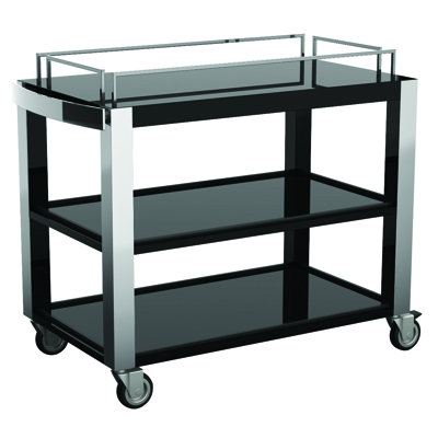 Trolley "Dallas Chic", Glossy, Lacquered Laminated Panel With S/S Legs, Black L: 41" W: 22-1/2" H: 32-3/4"