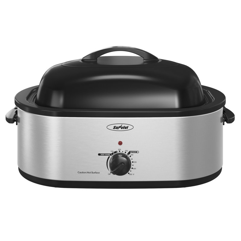 Sunvivi Electric Roaster Oven with Removable Pan, Silver, 19 quarts