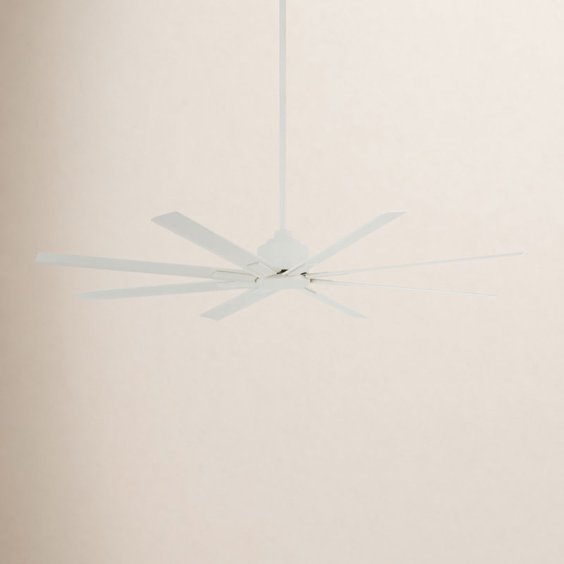 65" 8 - Blade Standard Ceiling Fan with Remote Control, Flat White