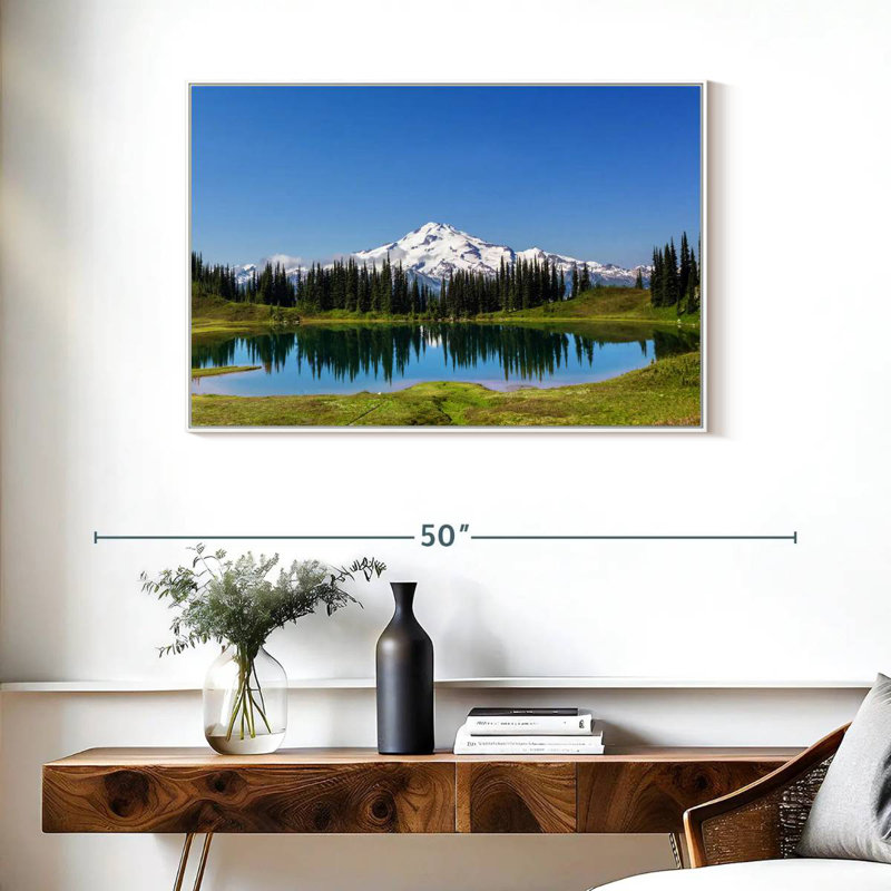 Mont Rainier, petite lagune, Cadre flottant blanc, 37 po x 25 po