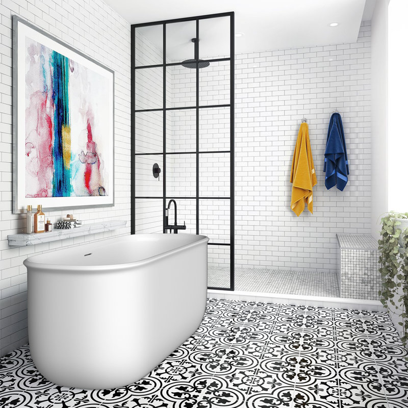 Baignoire de trempage autoportante en acrylique 63 po. X 29 po., Blanc pur