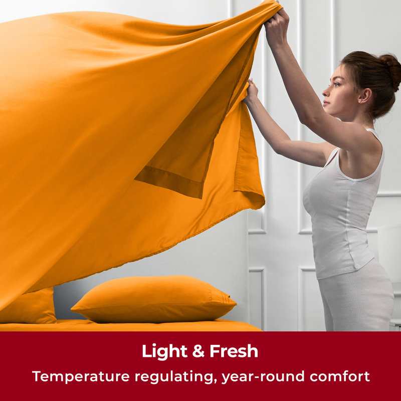 Draps Mellanni 1800 Simple TG Persimmon, Ensemble de draps pour taille de lit simple TG, Persimmon