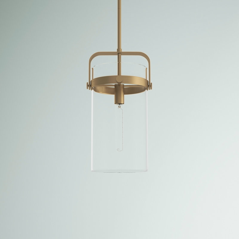 Luminaire suspendu cylindrique à 1 lumière Fenecia, Laiton brossé
