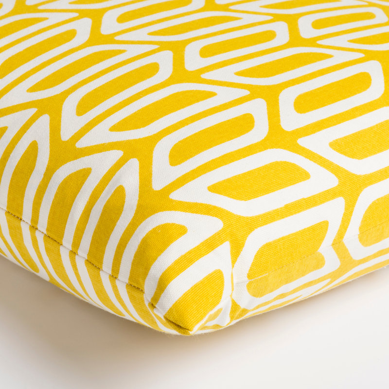 Trudy Geometric Cotton Reversible Pillow Cover, Yellow/ White, Pillow Cover Only - No Insert