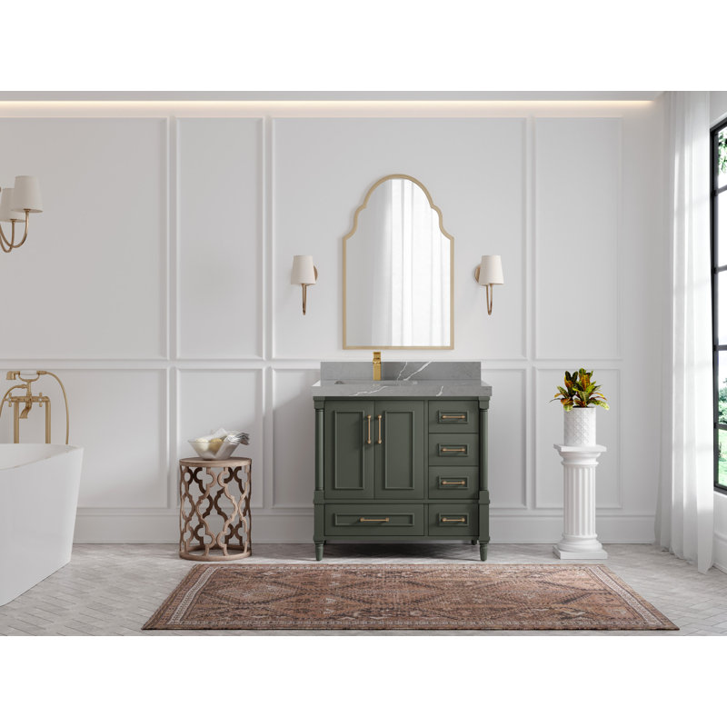 Aberdeen 36'' Single Bathroom Vanity with Top, Piatra Gray