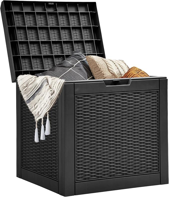 120L Lockable Waterproof Resin Outdoor Storage Box, Black