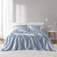 Très grand drap de satin bleu très grand - 6 pièces, froissé, lisse et soyeux, comprend 1 plat, 4 taies d'oreiller ajustées à texture soyeuse, convient aux matelas de 16 po, drap plat,