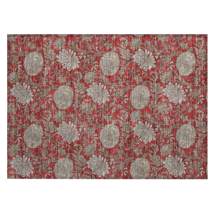 Washable Floral Indoor / Outdoor Rug