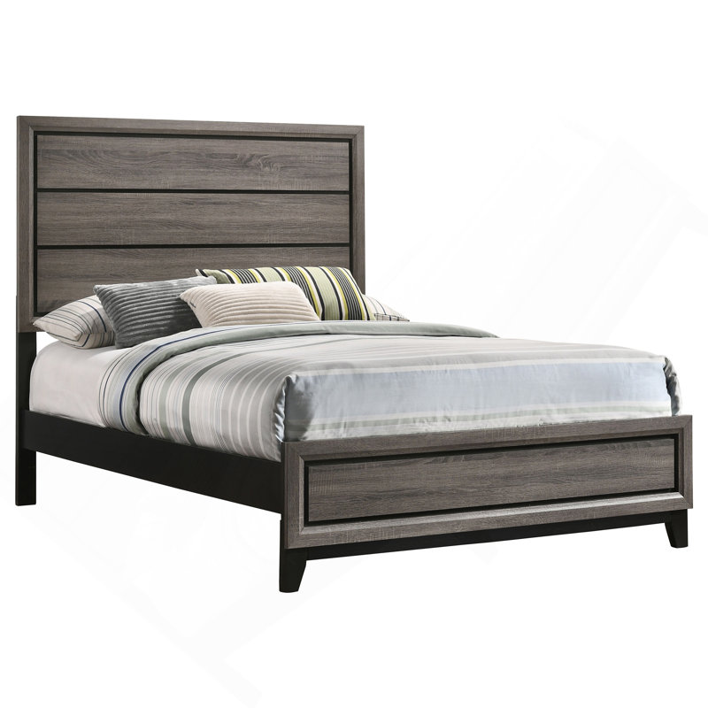 Cabrillo Grey Oak Wood Full Panel Bed