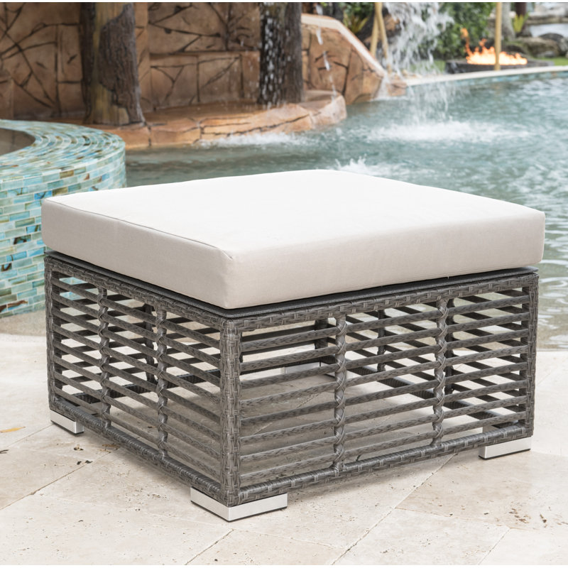 Outdoor Ottoman, Canvas Air Blue Sunbrella Canvas