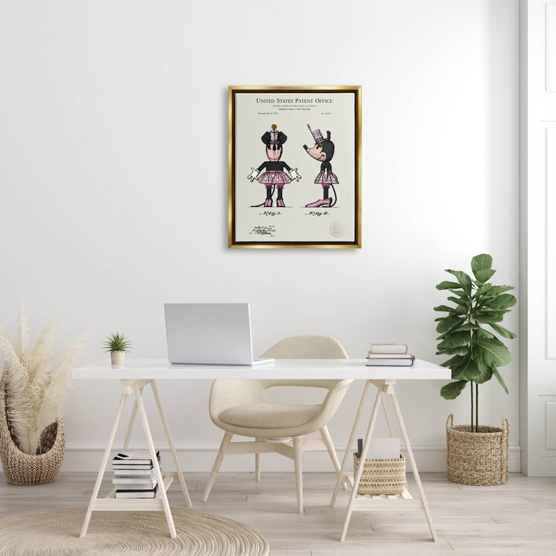 Art de giclée encadrée par brevet de souris rose par Karl Hronek, H 31 po x l 25 po x P 1,7 po
