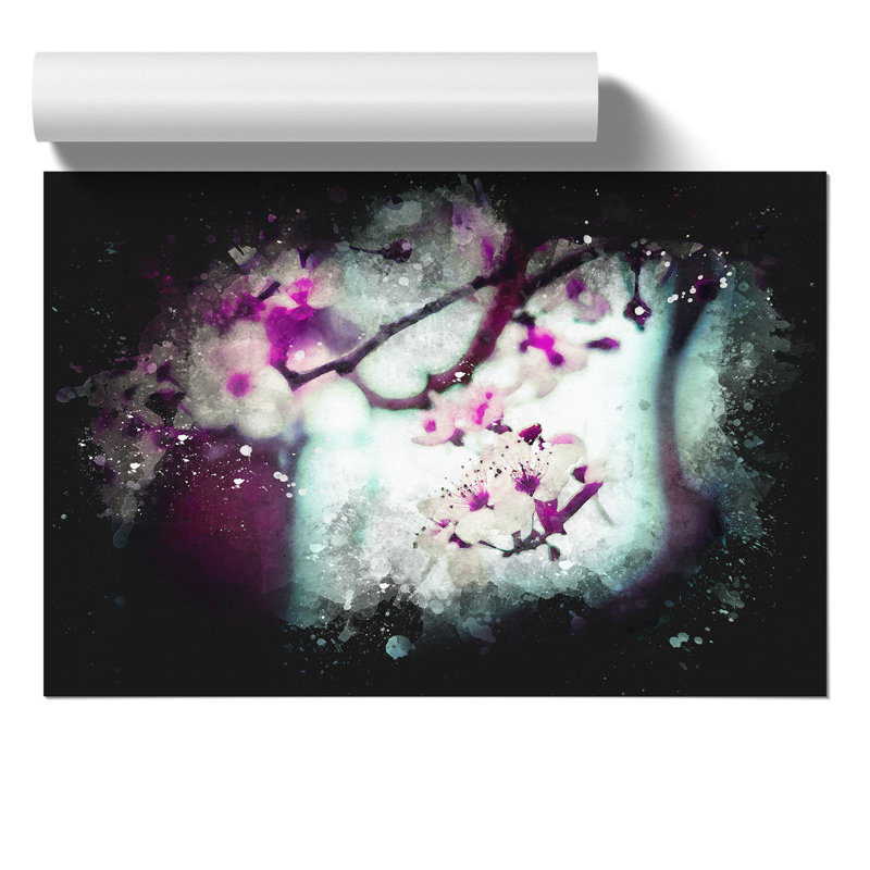 Pink Cherry Blossom Flowers Vol.10 - Unframed Painting, 21cm H x 30cm W x 0.1cm D