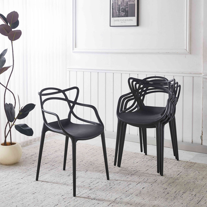 Chaise en plastique 4 pièces, Noir