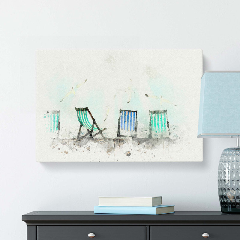 Deckchairs On Brighton Beach In Abstract - Wrapped Canvas Print, 40cm H x 60cm W x 3cm D