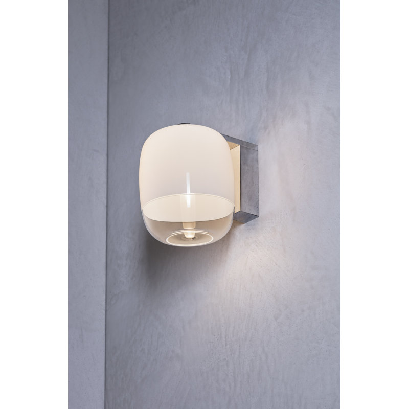Gong Armed Sconce, Chrome, White