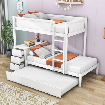 Kaleis Bunk Bed With Storage Drawers, Outlets, USB Ports And Safety Guardrails by Harriet Bee