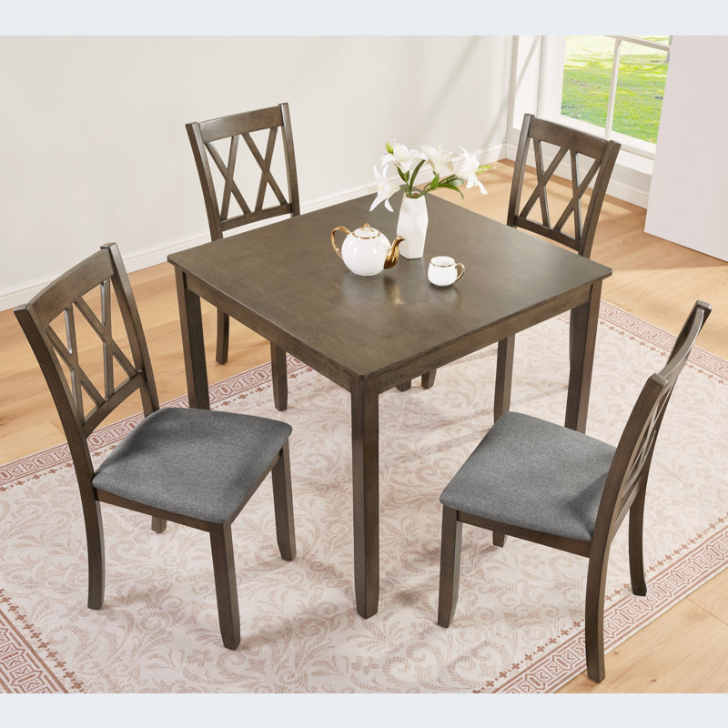 Ensemble de table de salle à manger en bois 5 pièces avec 4 chaises