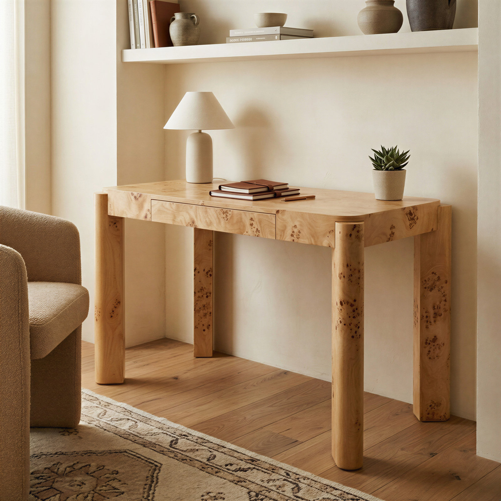Jakus Console Table, 29.5" H x 49.2" W x 25.6"D, Beige
