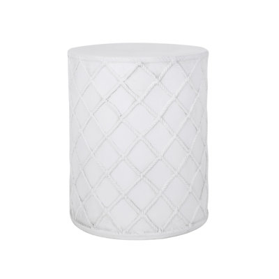 Modern Lightweight Concrete End Table With Nautical Diamond Rope Pattern For Outdoor And Indoor Use, Durable And Stylish