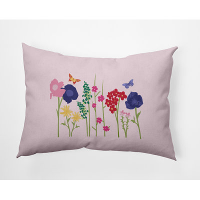Flower Power Floral Outdoor Reversible Throw Pillow