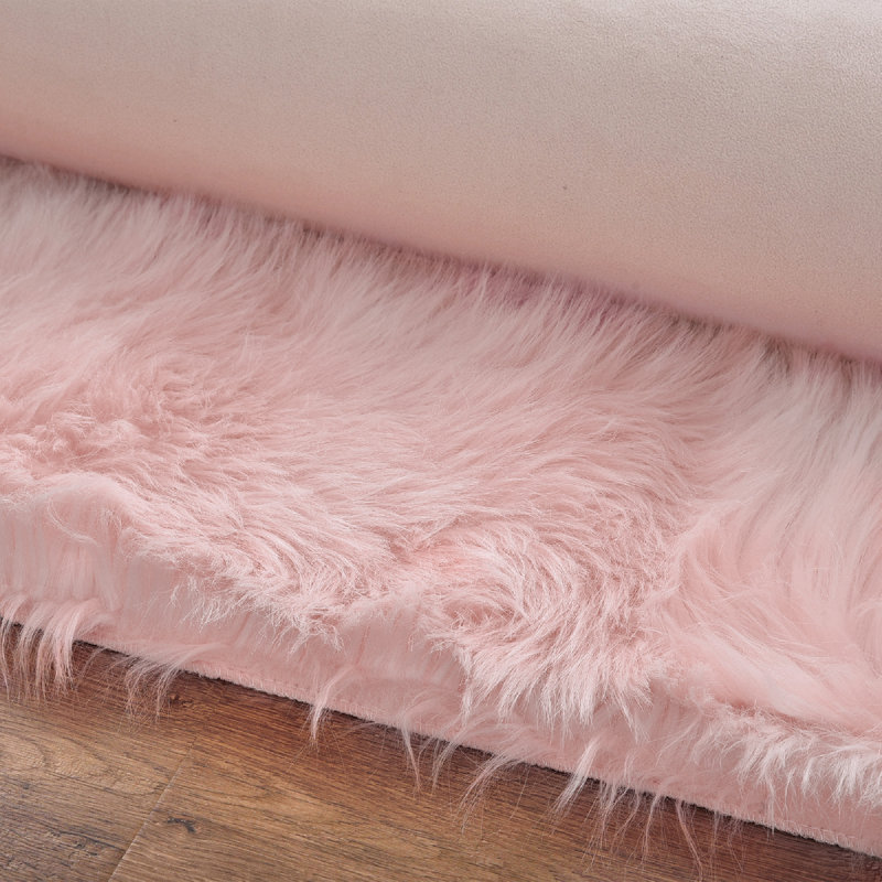 Tapis rose à poils longs Haja, Tapis de couloir 2 pi x 6 pi