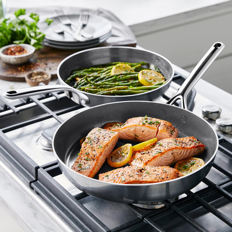 GreenPan GP5 Healthy Ceramic Nonstick Stainless Steel 2 Piece Frypan Set, 10" And 12"