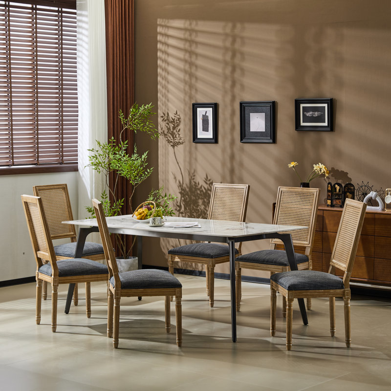 [Ensemble de 6] Chaises de salle à manger au fini rustique vieilli