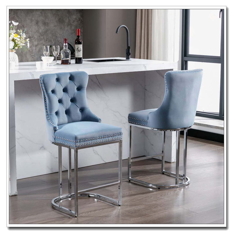 Tabourets de bar à hauteur de comptoir, Bleu clair