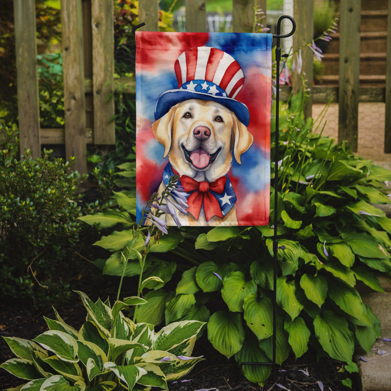 Drapeau patriotique du jardin américain, Labrador retriever brun / bleu