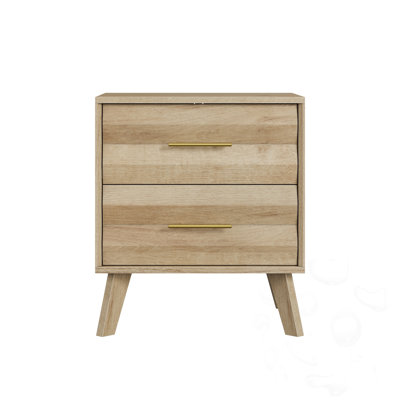 Wooden Nightstand With 2 Drawers