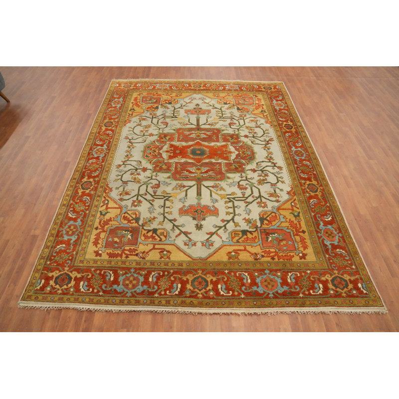 Tapis géométrique fait à la main Oushak 9 x 12