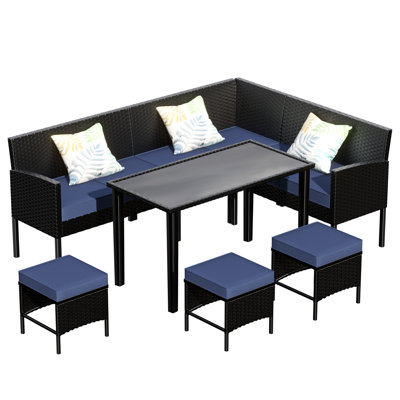 7 - Piece Furniture For Backyard Or Garden, Waterproof And Skin Fabric, High Back Design, Construction Patio Terrace, , All Weather , Comfortable Seating