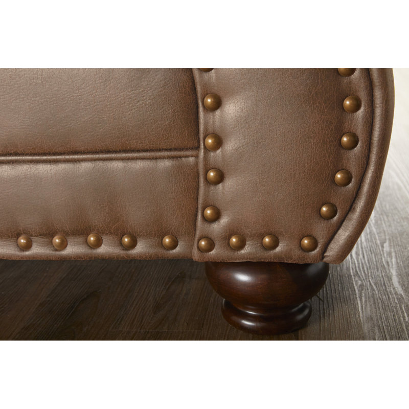 Causeuse moderne en tissu avec têtes de clou bronze antique Jetson Ginger