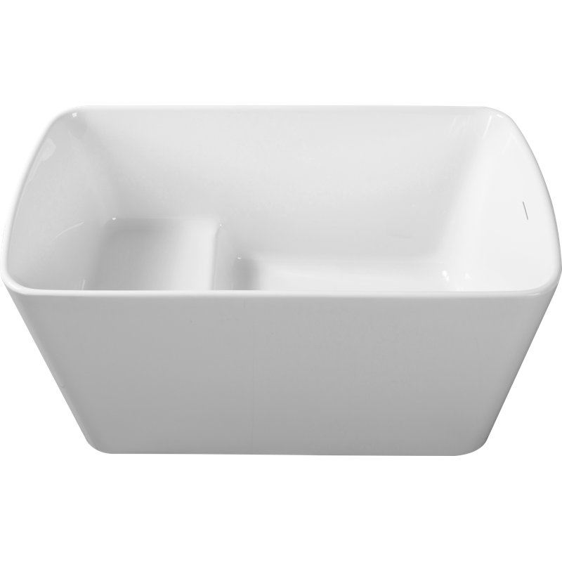 49" Acrylic Freestanding Rectangular Soaking Bathtub, Sit-In Design With Chrome Overflow And Drain, White