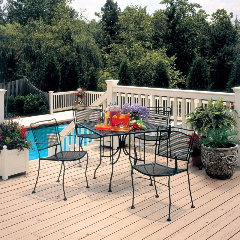 Mildenhall Square Metal Outdoor Dining Table With Umbrella Hole , 36'' in. W 36'' in. D