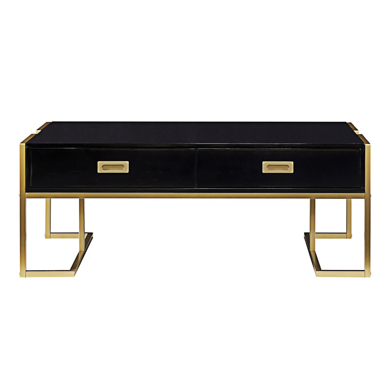 Table basse rectangulaire avec tiroirs, Noir