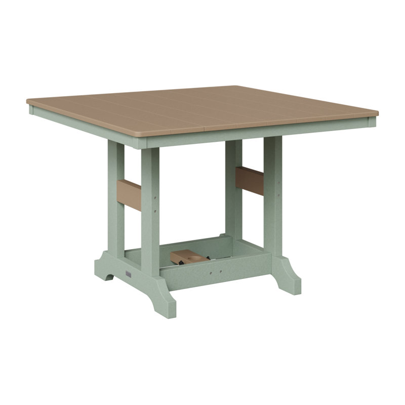 Garden Classic Outdoor Square Bar Table, Seafoam, Weatherwood