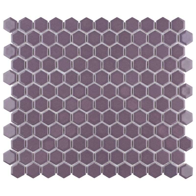 Carreau de mosaïque de plancher et de mur en porcelaine hexagonale lustrée 10-1 / 4 "x 11-7 / 8" Metro 1, Mauve