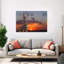 Two Giraffes Sunset Sky Dramatic Peaceful Romantic Giraffe Landscape Nature Wall Art Print 1 Piece Wrapped Canvas Wall Art-1374741468