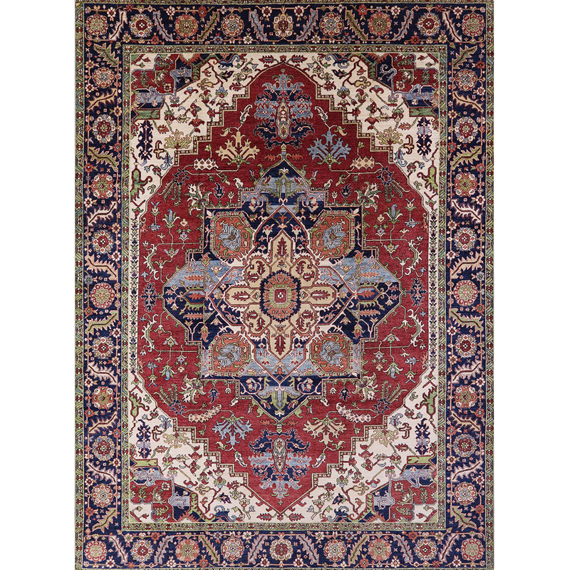 Tapis oriental rouge / gris / ivoire, Rectangle 2 pi x 4 pi