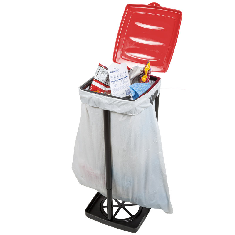 Porte-sac poubelle portable Wakeman, Rouge